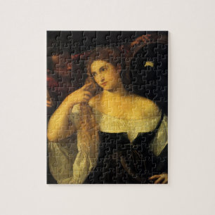 Frau mit Spiegel von Tizian, Vintage Renaissance Puzzle