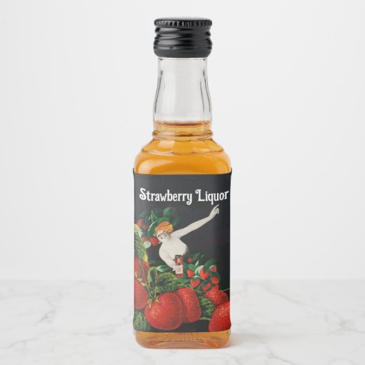 FRAU MIT STRAWBERRIES Art Nouveau Strawberry Alkoholflaschenetikett (Vorderseite)