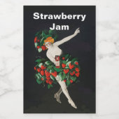FRAU MIT STRAWBERRIES Art Nouveau Strawberry Jam Lebensmitteletikett (Einzelnes Label)