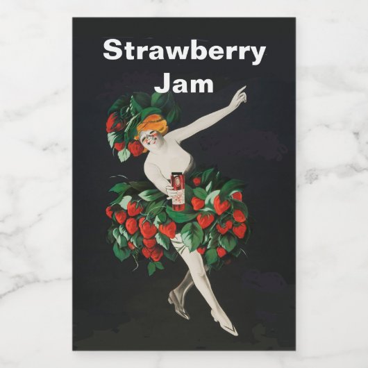 FRAU MIT STRAWBERRIES Art Nouveau Strawberry Jam Lebensmitteletikett (Einzelnes Label)