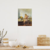 Frau mit Stuhlsitz Poster (Küche)
