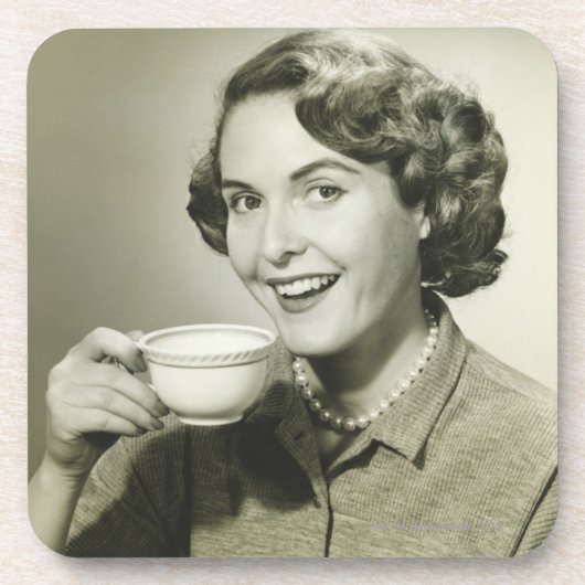 Frau mit Tassen Untersetzer (Vorderseite)