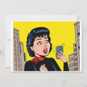 Frau mit Telefoneinladungen Einladung (Vorderseite)