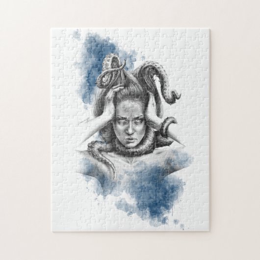 Frau mit Tentakeln in haarfantasievoller surrealer Puzzle (Vertikal)