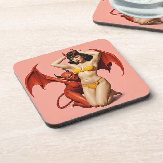 Frau mit Teufel Getränkeuntersetzer (Linke Seite)