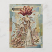 Frau mit Tulpe als Kopf Collage Postkarte (Vorderseite)