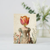 Frau mit Tulpe als Kopf Postkarte (Stehend Vorderseite)