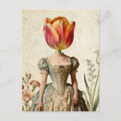 Frau mit Tulpe als Kopf Postkarte (Vorderseite)