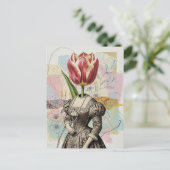 Frau mit Tulpenkopf Postkarte (Stehend Vorderseite)