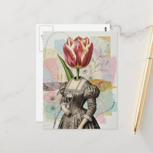 Frau mit Tulpenkopf Postkarte