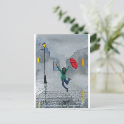 FRAU MIT UMBRELLA POSTKARTE (Stehend Vorderseite)