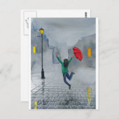 FRAU MIT UMBRELLA POSTKARTE (Vorne/Hinten)