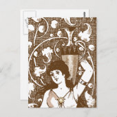 Frau mit Urne Postkarte (Vorne/Hinten)