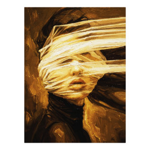 Frau mit verbundenen Augen – Surrealistische Ölkun Fotodruck