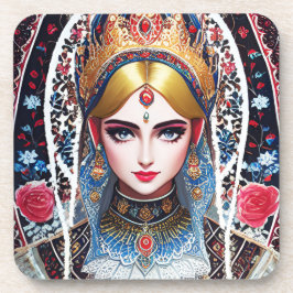 Frau mit Verzierter Adresse Getränkeuntersetzer