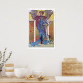 Frau mit Vintagem Fahrradposter Poster (Küche)