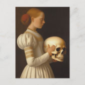 Frau mit Vintagem Riesenschädel Postkarte (Vorderseite)