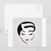 Frau mit Vintager Frisur und Make-up Postkarte (Vorne/Hinten)
