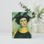 Frau mit Vögeln auf dem Kopf Postkarte (Stehend Vorderseite)