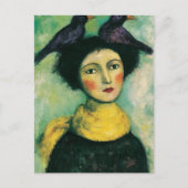 Frau mit Vögeln auf dem Kopf Postkarte (Vorderseite)