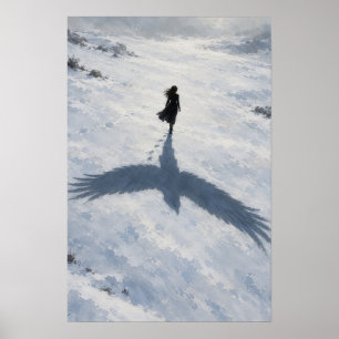 Frau mit Vogelschatten Surrealistische Kunst Poster