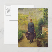 Frau mit Wasserkanonen Postkarte (Vorne/Hinten)