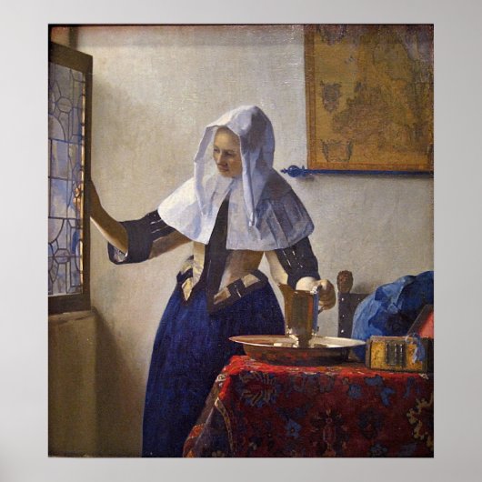Frau mit Wasserpfeifer von Johannes Vermeer Poster (Vorne)
