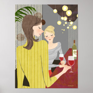 Frau mit Wein Poster