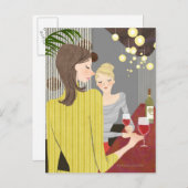 Frau mit Wein Postkarte (Vorne/Hinten)