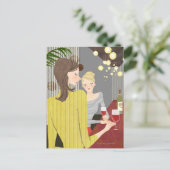 Frau mit Wein Postkarte (Stehend Vorderseite)