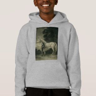 Frau mit weißem Pferd. Hoodie
