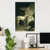 Frau mit weißem Pferd. Poster (Heimbüro)