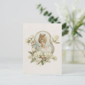 Frau mit weißer Rose Postkarte (Stehend Vorderseite)