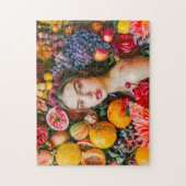 Frau mit Zitrusfrüchten und Blumengirlande Puzzle (Vertikal)