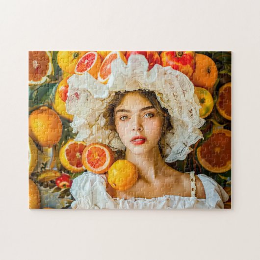 Frau mit Zitrusfrüchten und Blumengirlande Puzzle (Horizontal)
