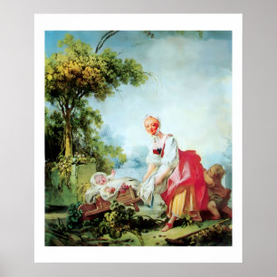 FRAU MIT ZWEI KINDERN Premium Leinwand Poster