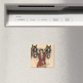 Frau mit zwei Pferden Magnet (In Situ (Geschirrspüler))