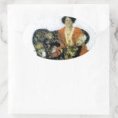 Frau mit zwei wilden Leoparden Ovaler Aufkleber (Tasche)