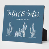 Frau Modern Boho Blue Cactus Bachelorette Fotoplatte (Seite)