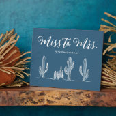Frau Modern Boho Blue Cactus Bachelorette Fotoplatte (Seite)