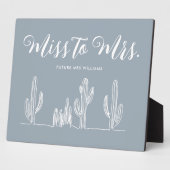 Frau Modern Boho Blue Cactus Bachelorette Fotoplatte (Seite)