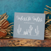 Frau Modern Boho Blue Cactus Bachelorette Fotoplatte (Seite)