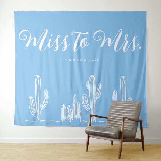 Frau Modern Boho Cactus Blue Bachelorette Wandteppich (Beispiel (Horizontal))