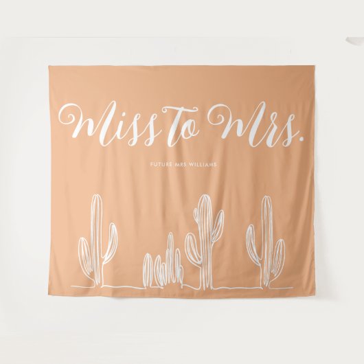Frau Modern Boho Cactus Orange Bachelorette Wandteppich (Vorderseite (Horizontal))