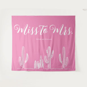 Frau Modern Boho Cactus Pink Bachelorette Wandteppich