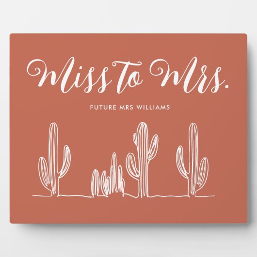 Frau Modern Boho Rust Cactus Bachelorette Fotoplatte (Vorderseite)