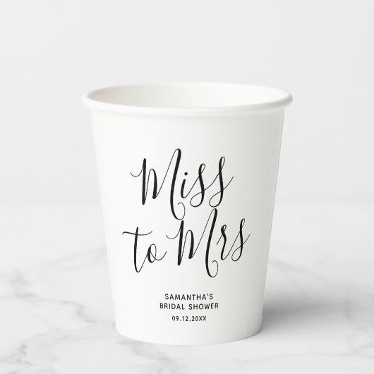 Frau Modern Chic Brautparty Pappbecher (Rückseite)
