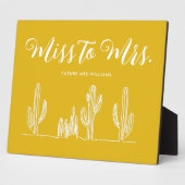 Frau Modern Mustard Cactus Bachelorette Fotoplatte (Seite)