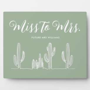 Frau Modern Sage Green Cactus Bachelorette Fotoplatte