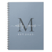 Frau Monogram Names Year Dusty Blue Notizblock (Vorderseite)